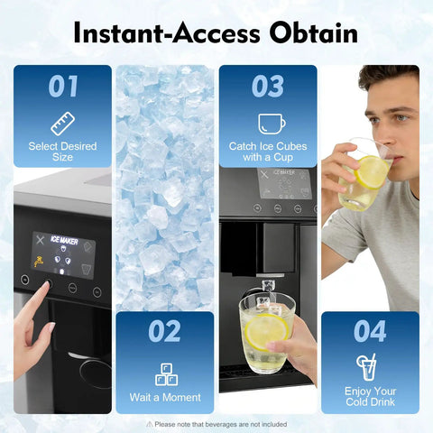 Image depicting instructions for using Dead Simple Two In One Countertop Ice Maker And Water Chiller Station for home bars.