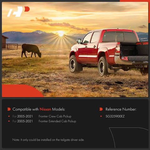 Rear Left Tailgate Assist Lift Gas Spring And Shock Strut For Nissan Frontier 2005 2021 parked in a field with sunset