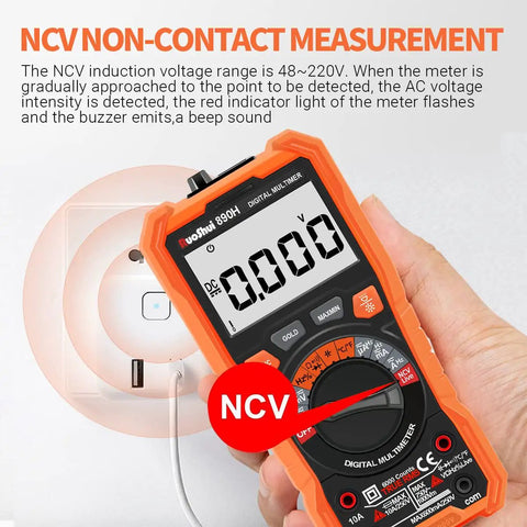Digital Multimeter For DIYers And Pros True RMS 10A 1000V 6000 Counts Auto Ranging Volt Ohm Meter With NCV Function in use