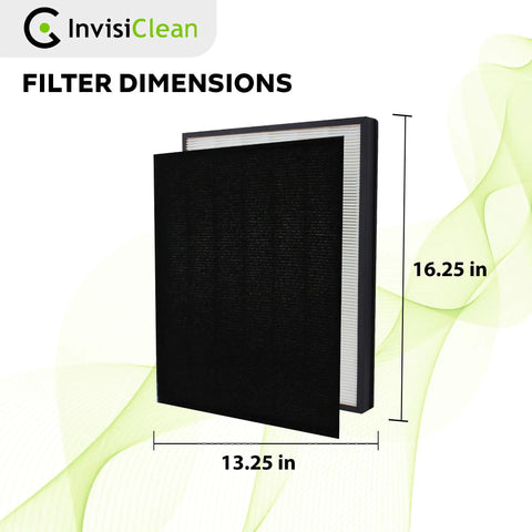 Claro Genuine True HEPA Replacement Filter With Activated Charcoal Prefilter For IC 4524 Air Purifier, dimensions 16.25x13.25 in