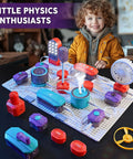 Child playing with Science Circuit Kit For Kids With 53 Pieces And 150 Plus Projects, Hands On Electronics Exploration Set