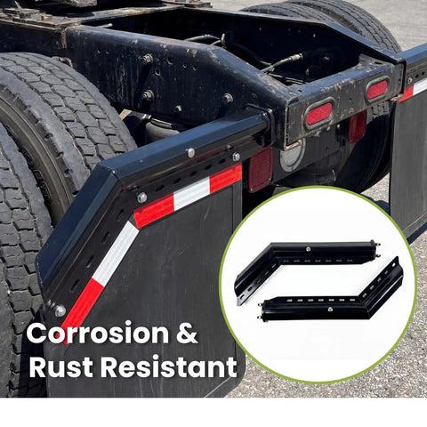30 Inch 45 Degree Angled Spring Loaded Mud Flap Hanger Built Tough With Heavy Duty Black Powder Coated Steel, 2.5 Inch Bolt Spacing