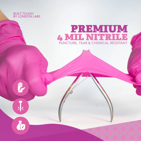 Pink 4 Mil Nitrile Gloves Latex Free Powder Free Chemical Resistant For Estheticians Nail Techs Cleaning Cooking Tattoos Bulk Case Of 1000 Ideal For Salons Medical Kitchens Tattoo Studios Cleanroom Use Pro Grade, stretched in use