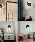 Matte Brass Vintage Vanity Light Fixture With Flower Shaped Glass Shades Over Mirror Five Light Wall Sconce In Room Settings