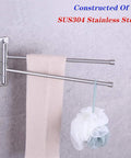 Two Arm Bathroom Swing Arm Towel Bar Wall Mount In Stainless Steel Brushed Finish with towel hanging