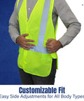 High Visibility Reflective Safety Vest For Men And Women ANSI ISEA Class 2 Neon Yellow Mesh Vest with side adjustments