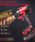 Brutal 12 Volt Cordless Impact Wrench With 800 Nm High Torque Brushless Motor showing brushless design and LED work light features.