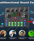 Multifunctional sound card from Dual Podcast Gear Bundle For Two With V8s Voice Changer And BM 800 Studio Condenser Microphones Kit.
