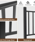 Close-up of Heavy Duty Modular Deck Railing Kit, 36 By 3 Foot Black Porch Rails showing glossy, smooth surface and waterproof features.