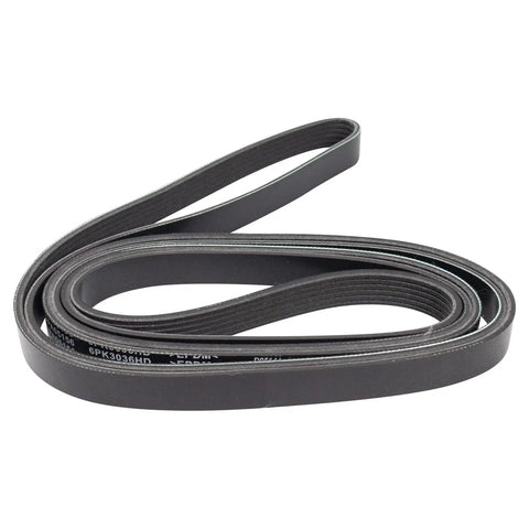 Premium Heavy Duty Serpentine Drive Belt Component Kit Featuring One Accessory Drive Belt Tensioner Assembly Plus One High Grade Rubber Belt That Keeps Engine Running Smooth And Efficient For Your Daily Rig Or Weekender Getaway., coiled black rubber serpentine drive belt