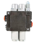 Front view of 2 Spool Hydraulic Directional Control Valve 11 GPM 3625 PSI with SAE Ports and Heavy Duty Double Acting Valve