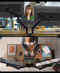 Level Up Your Workspace With This Tall Desk Monitor Riser, Height Adjustable For Prime Eye Comfort, Slick Glide Design Saves Valuable Shelf Space, Heavy Duty Build Handles Big Screens, Total Setup Flex, Premium Desk Essentials with dual monitors and ergonomic setup.