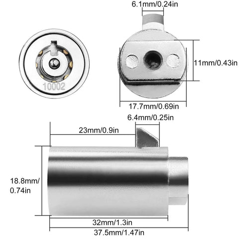 Keyed Alike Vending Machine Lock Set With Tubular Keyway For Coke Soda Pepsi Snack Candy Gumball Machines 5 Locks And 15 Keys Easy One Key Opens All Durable Steel Construction For Most Cabinets LANIAKEA with detailed dimensions