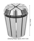 High Precision Spring Collet Holder For Milling CNC Lathe Chuck Wth.008mm Accuracy And 4mm Clamping Range, durable steel, 40mm tall.