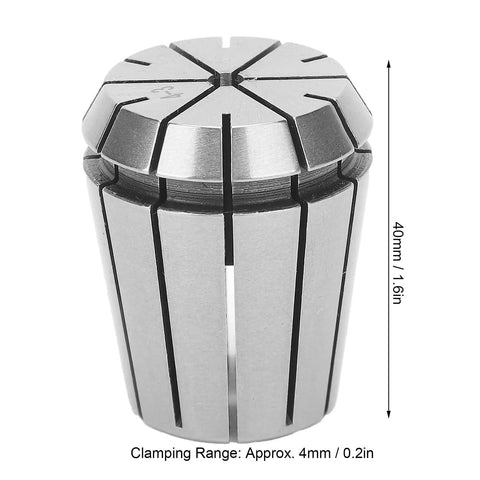 High Precision Spring Collet Holder For Milling CNC Lathe Chuck Wth.008mm Accuracy And 4mm Clamping Range, durable steel, 40mm tall.