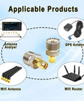 Two Pack SO239 To SMA Antenna Coax Adapters PL259 UHF Female To SMA Male with applicable products like WiFi antennas