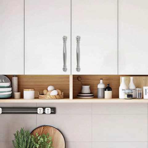 Kitchen with 10 Pack Brushed Satin Nickel Cabinet Handles for Kitchen Cabinets and Drawers, 6.3 Inch Center, Sleek Design