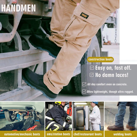Composite Toe Waterproof Work Boots For Men Slip On Safety Shoes With Anti Static Slip Resistant Construction Built For Rough Days All Weather Job Sites And All Day Comfort Everyday