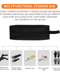 Beefed Up Heavy Duty Stainless Steel Cable Tie Gun Kit With 300 UV Resistant Black Zip Ties storage bag and accessories