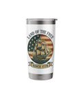 Patriotic 1776 Pride Insulated Double Wall Stainless Steel Tumbler with retro sailboat US flag design, white finish, leak-proof lid.