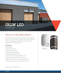 Cool Outdoor Cylinder LED Downlight in Dark Bronze Finish, 4000K Daylight, 9W shown in commercial setting with wall lights.