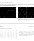 Top Shelf High Frequency AC DC Current Probe Packing 8MHz Bandwidth And 300 Amp RMS Plus 500 Amp Peak Range With Straight Up Percent Accuracy And Crisp Ten Milliamp Resolution For Zero Hassle Scope Testing shown capturing waveform details in oscilloscope screenshots.