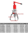 Beefy Heavy Duty Hydraulic Puller Kit With Five To Fifty Ton Capacity And Three Jaw Or Two Jaw Wheel Bearing Separator, scale diagram displayed.