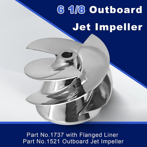 6 1/8 Inch Outboard Jet Impeller No 1737 Three Blade Polished Stainless Steel Kit For Medium Series Jets display image