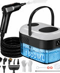 Quick 15 Second Heat Up Handheld Steam Cleaner With High Pressure For Deep Cleaning Grease And Grout Stains Without Harsh Chemicals Compact Portable Design with accessories and water tank.