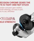 Powerful And Effortless Heavy Duty Drill Metal Cutter Attachment showing precision chrome gears and 785MPA yield strength.