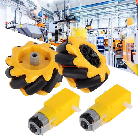 Mecanum Wheel Set For TT Geared Motor Robotic Car Omnidirectional Left And Right Wheels With Rubber Coated Surface