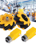 Mecanum Wheel Set For TT Geared Motors DIY Robot Car, 60mm Yellow And Black Wheels, Left And Right Drive Components, ABS Rubber Build