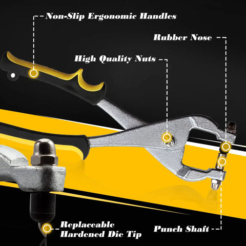 10 Inch Ceiling Grid Punch Pliers For Rivets 3.24mm Grid Hole Puncher with ergonomic handles and rubber nose for thin metal sheets