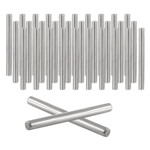 100 Pcs Stainless Steel Shelf Dowel Pins 2mm By 22mm for Cabinet and Furniture Replacement Hardware, cylindrical pegs shown in close-up