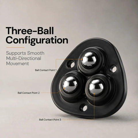 DaddyBee Heavy Duty Self Adhesive Casters 8 Pack Stick-On Swivel Wheels three-ball configuration for smooth movement.