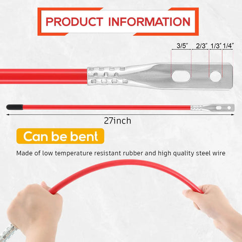 Two Pack 27 Inch Snow Plow Blade Markers Kit With Steel Wire Core, Bolt On Bumper Guides, High Visibility Red Reflective Markers For ATV And Western Snowplows, Easy Installation And Durable In Freezing Weather.