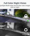Wireless Outdoor Spotlight Security Camera With 1080P HD, 10000mAh Battery, showing full color night vision feature