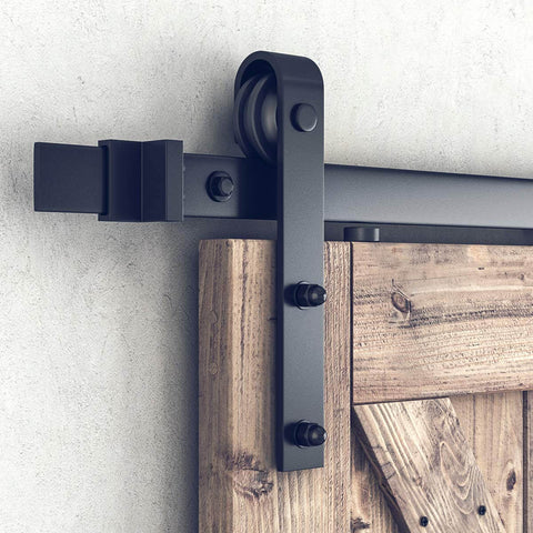 13 Ft Double Barn Door Hardware Kit With Silent Sliding Track Easy Install Fits 36 To 40 Inch Doors J Shape Hangers Black