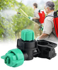 All Purpose Hose Sprayer With Adjustable Jet And Dosing Nozzle for garden care, showing clamp mount and green adjusting cap in use.