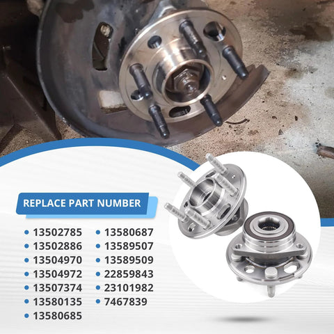 Front And Rear Wheel Hub Bearing Assembly Kit Fits GM Cars Like Malibu, Impala, Equinox, Terrain, Lacrosse, Regal, Cadillac XTS Replaces 513288 For A Smooth, Quiet Ride And Easy Install