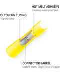 Close-up of All In One Heat Shrink Wire Connectors Kit For Marine And Auto Use with polyolefin tubing and copper connector barrel