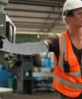 Heavy Duty Cut Resistant Arm Sleeves With Thumb Hole Tough As Nails Forearm Guards Designed For Welding And Auto Repair on worker