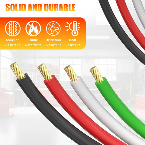 TopShelf Six AWG THHN Stranded Copper Wire Bundle with black, red, white conductors, and green ground cable ready for HVAC use.