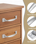 Stainless Steel Garage Door Handle Set 2 Pack With 8 Screws No Sweat Durable Rustproof Gate Handle For Fence Screen Door Cabinet Closet Drawer Shed Easy Install shown on wooden cabinet with detail on edges, finish, and mounting holes.