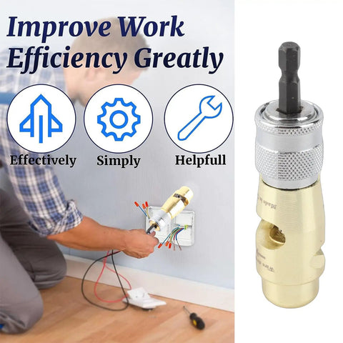 Tough Zinc Alloy Electric Drill Wire Twister Stripper, Quick Copper Terminal Crimping Tool in use for wiring projects.