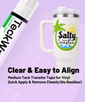 Clear Transfer Tape For Vinyl With Alignment Grid, 12 Inch By 10 Ft roll next to a decorated mug.