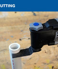 Zero Hassle 3.5 Amp Oscillating Multi Tool With Variable Speed Corded Power cutting a PVC pipe with precision.