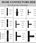 Connector sizes in Six Size Silicone Vacuum Hose Kit With 4.9Ft Length And 64 Vacuum Line Connectors For Automotive Use