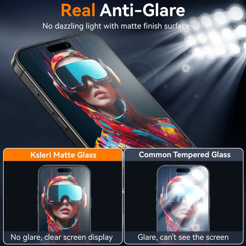 2 Pack 6.9 Inch Matte Glass Screen Protector For iPhone 16 Pro Max With Full Edge Coverage, Anti Glare, installed on phone