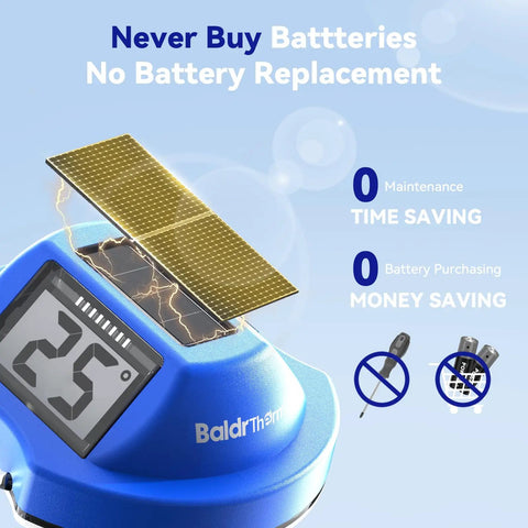 Floating Solar Pool Thermometer With Digital Readout, IPX7 Waterproof, showing solar panel and display in use.